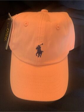 Ralph Lauren Coral Baseball Cap with Navy Pony